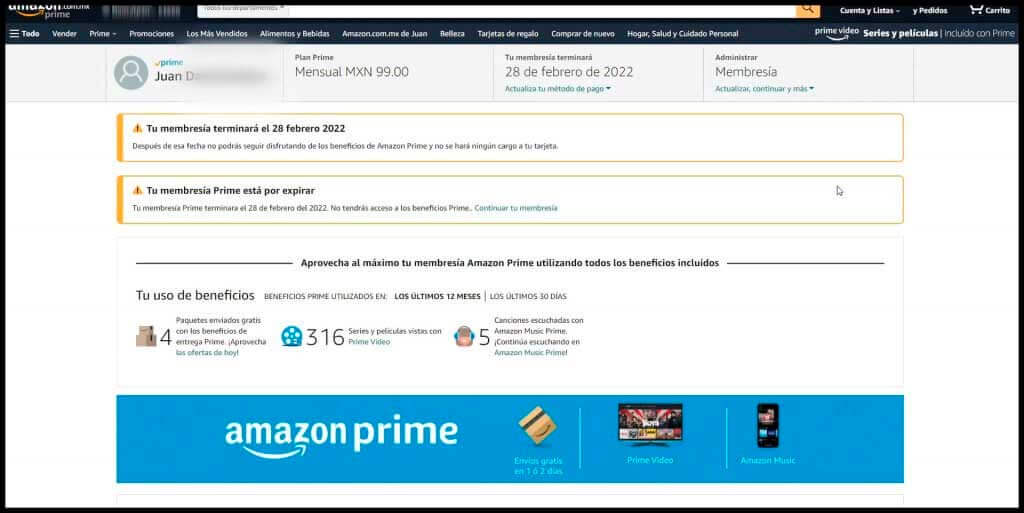 Cancelar Amazon Prime